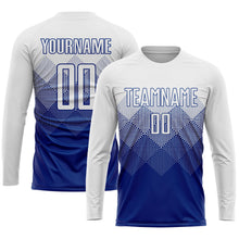 Laden Sie das Bild in den Galerie-Viewer, Uksn Individuelles Royalblau Weiß Sublimations-Fußballtrikot
