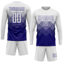 Laden Sie das Bild in den Galerie-Viewer, Uksn Individuelles Weiß Dunkelviolett Sublimations-Fußballtrikot