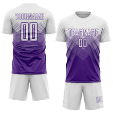 Laden Sie das Bild in den Galerie-Viewer, Uksn Individuelles Violett Weiß Sublimations-Fußballtrikot