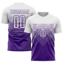 Laden Sie das Bild in den Galerie-Viewer, Uksn Individuelles Violett Weiß Sublimations-Fußballtrikot