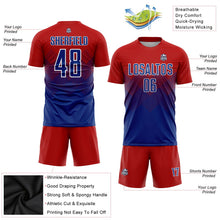 Laden Sie das Bild in den Galerie-Viewer, Uksn Individuelles Rot Royalblau-Weiß Sublimations-Fußballtrikot