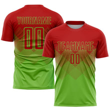 Laden Sie das Bild in den Galerie-Viewer, Uksn Individuelles Neongrün Rot Sublimations-Fußballtrikot