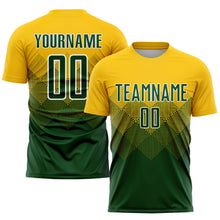 Laden Sie das Bild in den Galerie-Viewer, Uksn Individuelles Gold Grün-Weiß Sublimations-Fußballtrikot