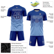 Laden Sie das Bild in den Galerie-Viewer, Uksn Individuelles Hellblau Royalblau-Creme Sublimations-Fußballtrikot