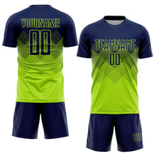 Laden Sie das Bild in den Galerie-Viewer, Uksn Individuelles Neongrün Marineblau Sublimations-Fußballtrikot