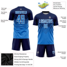 Laden Sie das Bild in den Galerie-Viewer, Uksn Individuelles Marineblau Puderblau-Weiß Sublimations-Fußballtrikot