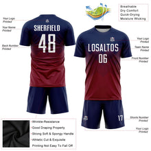 Laden Sie das Bild in den Galerie-Viewer, Uksn Individuelles Marineblau Weiß-Karmesinrot Sublimations-Fußballtrikot