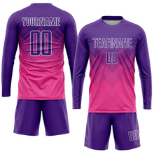 Laden Sie das Bild in den Galerie-Viewer, Uksn Individuelles Pink Violett-Weiß Sublimations-Fußballtrikot
