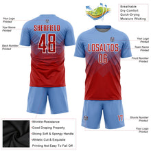 Laden Sie das Bild in den Galerie-Viewer, Uksn Individuelles Hellblau Rot-Weiß Sublimations-Fußballtrikot
