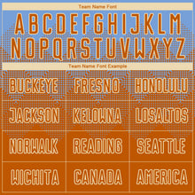 Laden Sie das Bild in den Galerie-Viewer, Uksn Individuelles Hellblau Texas-Orange-Creme Sublimations-Fußballtrikot
