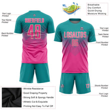 Laden Sie das Bild in den Galerie-Viewer, Uksn Individuelles Petrol Pink-Creme Sublimations-Fußballtrikot