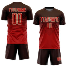Laden Sie das Bild in den Galerie-Viewer, Uksn Individuelles Braun Rot-Creme Sublimations-Fußballtrikot