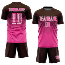 Laden Sie das Bild in den Galerie-Viewer, Uksn Individuelles Braun Pink-Weiß Sublimations-Fußballtrikot