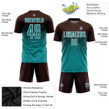 Laden Sie das Bild in den Galerie-Viewer, Uksn Individuelles Braun Petrol-Weiß Sublimations-Fußballtrikot