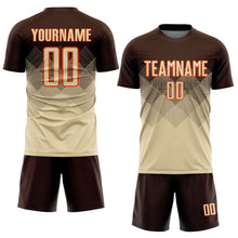 Laden Sie das Bild in den Galerie-Viewer, Uksn Individuelles Braun Creme-Orange Sublimations-Fußballtrikot