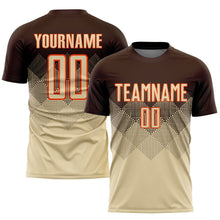 Laden Sie das Bild in den Galerie-Viewer, Uksn Individuelles Braun Creme-Orange Sublimations-Fußballtrikot