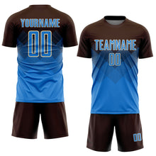 Laden Sie das Bild in den Galerie-Viewer, Uksn Individuelles Braun Puderblau-Creme Sublimations-Fußballtrikot