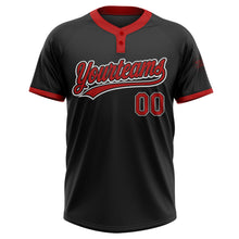Laden Sie das Bild in den Galerie-Viewer, Uksn Individuelles Schwarz Rot-Weiß Zweiknopf Unisex Softball-Trikot
