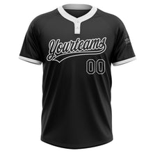 Laden Sie das Bild in den Galerie-Viewer, Uksn Individuelles Schwarz Schwarz-Weiß Zweiknopf Unisex Softball-Trikot