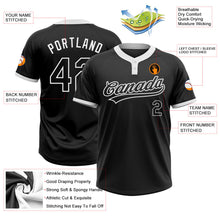 Laden Sie das Bild in den Galerie-Viewer, Uksn Individuelles Schwarz Schwarz-Weiß Zweiknopf Unisex Softball-Trikot