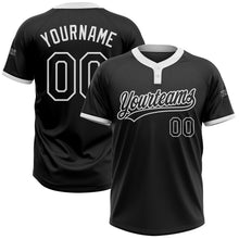 Laden Sie das Bild in den Galerie-Viewer, Uksn Individuelles Schwarz Schwarz-Weiß Zweiknopf Unisex Softball-Trikot