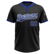 Laden Sie das Bild in den Galerie-Viewer, Uksn Individuelles Schwarz Royalblau-Weiß Zweiknopf Unisex Softball-Trikot