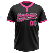 Laden Sie das Bild in den Galerie-Viewer, Uksn Individuelles Schwarz Pink-Weiß Zweiknopf Unisex Softball-Trikot
