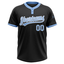Laden Sie das Bild in den Galerie-Viewer, Uksn Individuelles Schwarz Hellblau-Weiß Zweiknopf Unisex Softball-Trikot