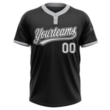 Laden Sie das Bild in den Galerie-Viewer, Uksn Individuelles Schwarz Weiß-Grau Zweiknopf Unisex Softball-Trikot
