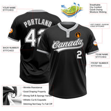 Laden Sie das Bild in den Galerie-Viewer, Uksn Individuelles Schwarz Weiß-Grau Zweiknopf Unisex Softball-Trikot