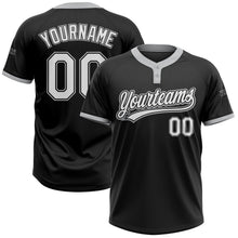 Laden Sie das Bild in den Galerie-Viewer, Uksn Individuelles Schwarz Weiß-Grau Zweiknopf Unisex Softball-Trikot