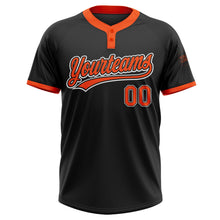 Laden Sie das Bild in den Galerie-Viewer, Uksn Individuelles Schwarz Orange-Weiß Zweiknopf Unisex Softball-Trikot