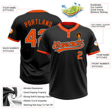 Laden Sie das Bild in den Galerie-Viewer, Uksn Individuelles Schwarz Orange-Weiß Zweiknopf Unisex Softball-Trikot