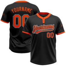 Laden Sie das Bild in den Galerie-Viewer, Uksn Individuelles Schwarz Orange-Weiß Zweiknopf Unisex Softball-Trikot