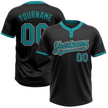 Laden Sie das Bild in den Galerie-Viewer, Uksn Individuelles Schwarz Petrol-Weiß Zweiknopf Unisex Softball-Trikot