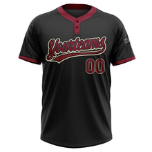 Laden Sie das Bild in den Galerie-Viewer, Uksn Individuelles Schwarz Karmesinrot-Creme Zweiknopf Unisex Softball-Trikot