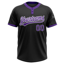 Laden Sie das Bild in den Galerie-Viewer, Uksn Individuelles Schwarz Violett-Weiß Zweiknopf Unisex Softball-Trikot