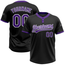 Laden Sie das Bild in den Galerie-Viewer, Uksn Individuelles Schwarz Violett-Weiß Zweiknopf Unisex Softball-Trikot