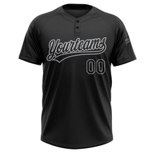Laden Sie das Bild in den Galerie-Viewer, Uksn Individuelles Schwarz Schwarz-Grau Zweiknopf Unisex Softball-Trikot