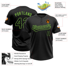 Laden Sie das Bild in den Galerie-Viewer, Uksn Individuelles Schwarz Schwarz-Neongrün Zweiknopf Unisex Softball-Trikot