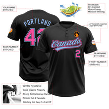Laden Sie das Bild in den Galerie-Viewer, Uksn Individuelles Schwarz Pink-Hellblau Zweiknopf Unisex Softball-Trikot