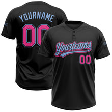 Laden Sie das Bild in den Galerie-Viewer, Uksn Individuelles Schwarz Pink-Hellblau Zweiknopf Unisex Softball-Trikot