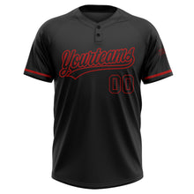 Laden Sie das Bild in den Galerie-Viewer, Uksn Individuelles Schwarz Schwarz-Rot Zweiknopf Unisex Softball-Trikot