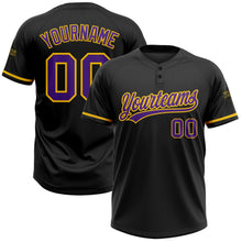 Laden Sie das Bild in den Galerie-Viewer, Uksn Individuelles Schwarz Violett-Gelb Zweiknopf Unisex Softball-Trikot