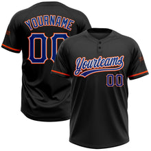 Laden Sie das Bild in den Galerie-Viewer, Uksn Individuelles Schwarz Royalblau-Orange Zweiknopf Unisex Softball-Trikot