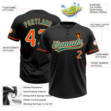 Laden Sie das Bild in den Galerie-Viewer, Uksn Individuelles Schwarz Orange-Kelly-Grün Zweiknopf Unisex Softball-Trikot