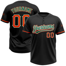Laden Sie das Bild in den Galerie-Viewer, Uksn Individuelles Schwarz Orange-Kelly-Grün Zweiknopf Unisex Softball-Trikot