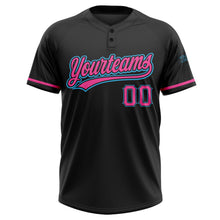 Laden Sie das Bild in den Galerie-Viewer, Uksn Individuelles Schwarz Pink-Himmelblau Zweiknopf Unisex Softball-Trikot