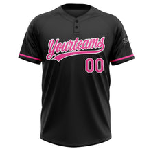 Laden Sie das Bild in den Galerie-Viewer, Uksn Individuelles Schwarz Pink-Weiß Zweiknopf Unisex Softball-Trikot