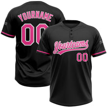 Laden Sie das Bild in den Galerie-Viewer, Uksn Individuelles Schwarz Pink-Weiß Zweiknopf Unisex Softball-Trikot